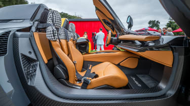 Pininfarina B95 on display at 2023 Monterey Car Week - interior (passenger door view)
