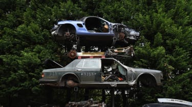 Porsche pile of scrap cars