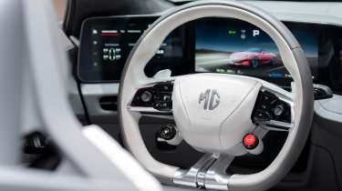 New MG Cyberster - interior steering wheel shot