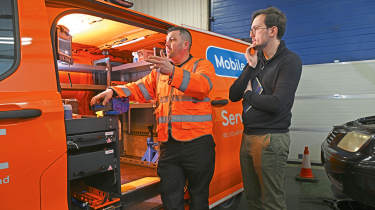 Tom looking inside the RAC van