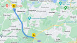 Map displaying the closed stretch of M25 between J10 and J11