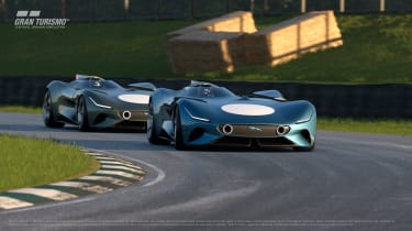 2 Jaguar Vision Gran Turismo Roadster virtual concepts cornering - Grant Turismo 7  screenshot