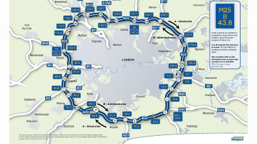 map of M25 junctions