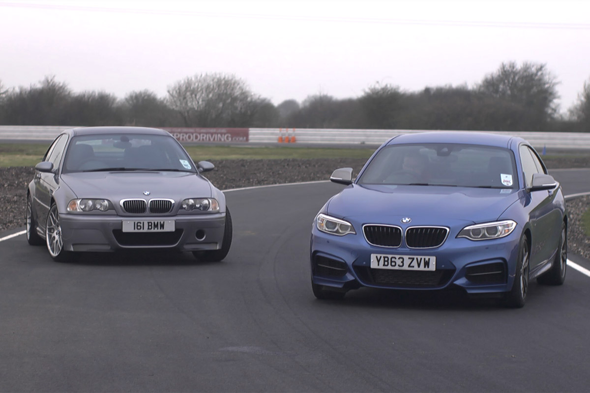 BMW M235i vs BMW M3 CSL video track battle | Auto Express