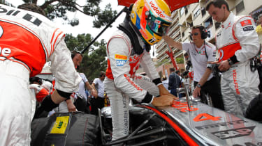 Lewis Hamilton on the grid