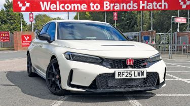 Honda Civic Type R long-term - front 3/4 at Brands Hatch