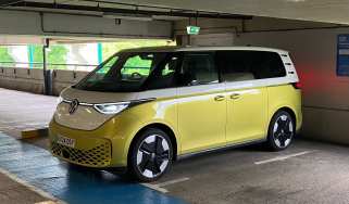 Volkswagen ID. Buzz in a multi-storey car park