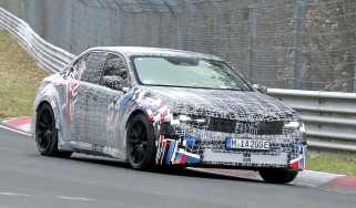 BMW M3 EV - testing at the Nurburgring, front cornering
