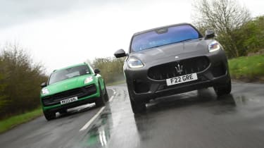 Maserati Grecale and Porsche Macan - front action