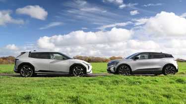 Kia EV4 and Renault Megane - side static
