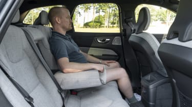 Auto Express chief reviewer Alex Ingram sitting in back seat of the Volvo XC60