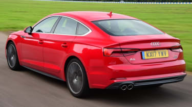 Red Audi A5 Sportback - back tracking.