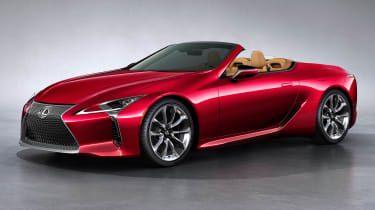 Lexus LC Convertible - front red roof down