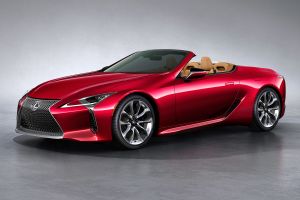 Lexus LC Convertible - front red roof down