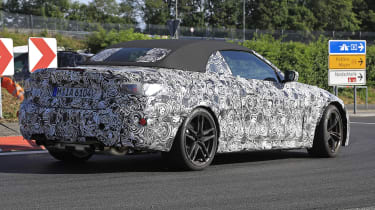 BMW M4 Convertible spied - rear 3/4 tracking