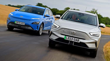MG ZS EV and Hyundai Kona N - front tracking