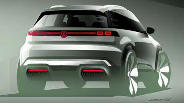Volkswagen ID.2X teaser sketch - rear 3/4