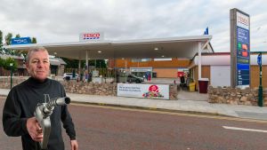 Steve Sutcliffe outside petrol station