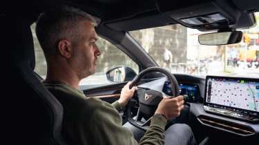 Auto Express deputy editor Richard Ingram driving the Cupra Raval