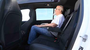 Mercedes GLB electric - rear seats with senior test editor, Dean Gibson