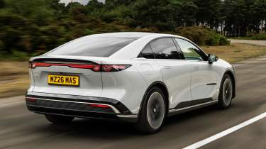 Mazda 6e - silver rear 3/4 dynamic