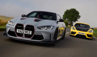 BMW M4 CSL and Porsche 718 Cayman GT4 RS - front tracking