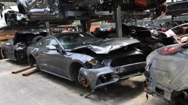 Crashed Ford Mustang
