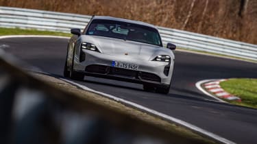 Porsche Taycan Turbo S - cornering on track