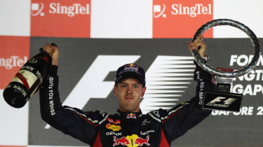 Sebastian Vettel on the podium
