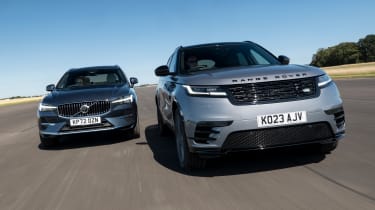 Volvo CX60 and Range Rover Velar - front tracking