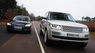 Audi A8 L and Range Rover front tracking