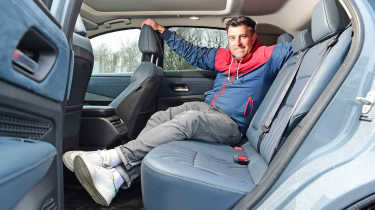 Nissan Ariya - rear seats with the Head of digital content, Steve Walker