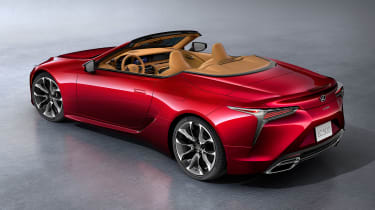 Lexus LC Convertible - red roof down above