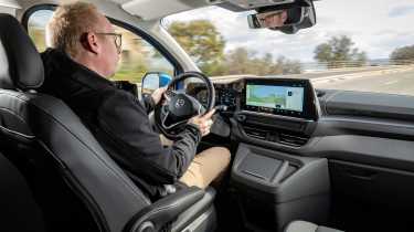 Andy Goodwin driving the Volkswagen Transporter e-Shuttle