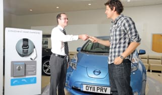 Nissan Leaf front three-quarters