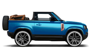 Land Rover Defender convertible - blue roof down