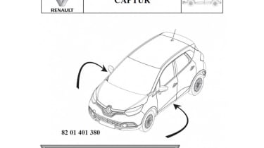 Renault Captur patent drawings side logo