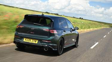 Volkswagen Golf GTI Edition 50 being driven in the UK - rear tracking