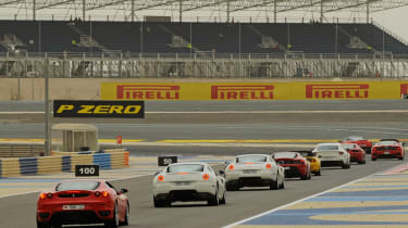 Ferrari parade and the empty stands