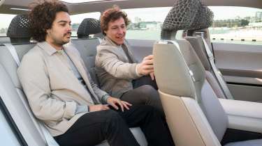 Jordan Katsianis sat in the back of the Skoda Vision O concept