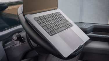 Ford Transit Custom - folding steering wheel with laptop attached