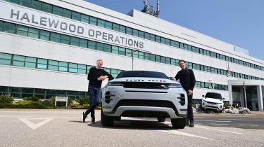 Halewood factory - Phil with Range Rover outside