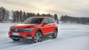 Volkswagen Tiguan snow drive review - front quarter