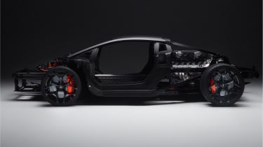 Lamborghini LB744 rolling chassis - side (dark background)