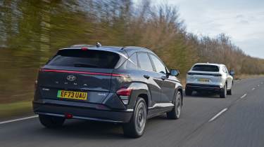 Honda e:Ny1 vs Hyundai Kona Electric - twin rear tracking 