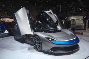 Pininfarina Battista at Geneva Motor Show 2019 grey doors open