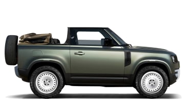 Land Rover Defender convertible - green roof down