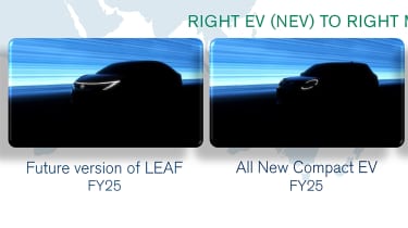 Silhouette teaser pictures of the new Nissan Leaf and Micra