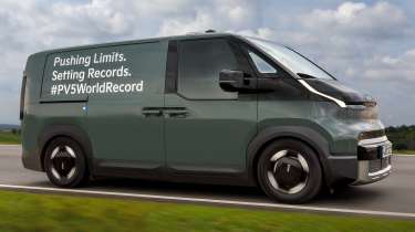 Kia PV5 record-breaking - dynamic front angled