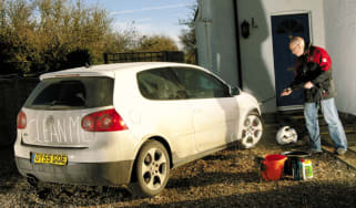 Rear view of VW Golf GTI